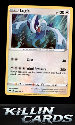 Lugia 132/185 Pokemon Holo Rare SWSH04: Vivid Voltage Card NM - Image 1