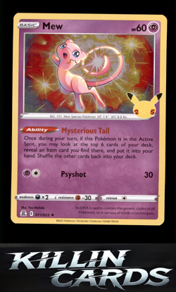 Mew 011/025 Pokemon Holo Rare Celebrations Card NM - Image 1