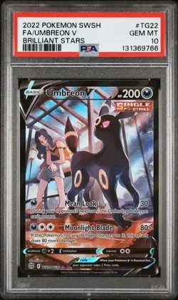 2022 POKEMON SWORD & SHIELD BRILLIANT STARS #TG22 FULL ART/UMBREON V PSA 10 - Image 1