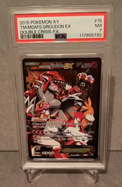 2015 POKEMON XY TEAM MAGMA'S GROUDON EX DOUBLE CRISIS #15 PSA 7 - Image 1