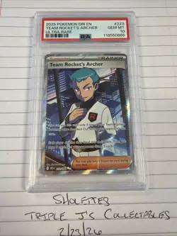 2025 POKEMON DRI EN-DESTINED RIVALS ULTRA RARE #223 TEAM ROCKET'S ARCHER PSA 10 - Image 1