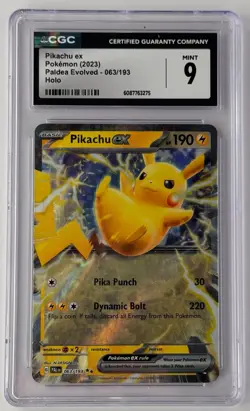 Pokemon Pikachu Ex Paldea Evolved 063/193 CGC 9 Mint Holo - Image 1