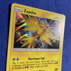 Pokemon TCG Zapdos Sun & Moon Hidden Fates 24/68 Holo Rare Card NM - Image 3