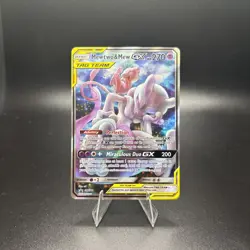 Mewtwo & Mew GX SM191 Sun & Moon Full Art Black Star Promo Holo Pokemon Card NM - Image 1