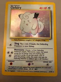 Clefairy 5/102 #5 Holo Rare Card 1999 Pokemon TCG Base Set WOTC Vintage NM / LP - Image 1