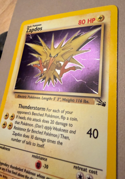 Zapdos 15/62 Holo Rare Card 1999 Pokemon Fossil WOTC Vintage MP - Image 4