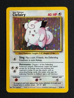 1# Pokemon Cards Clefairy 5/102 Base Set Rare - Image 1