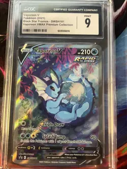 Vaporeon V SWSH181 SWSH: Sword & Shield Promo Cards Holo CGC 9 - Image 2