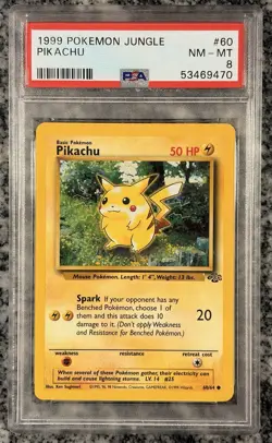 1999 Pokemon Jungle Pikachu PSA 8 - Image 1