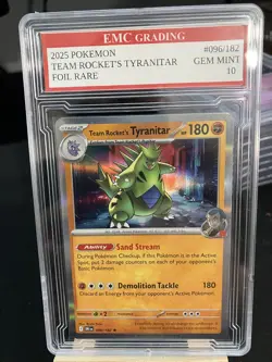 TEAM ROCKET'S TYRANITAR #096/182 HOLO RARE FOIL Pokemon 2023 Card GRADED 10 - Image 1