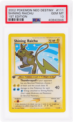2002 Pokemon Neo Destiny Shining Raichu 1st Edition #111 PSA 10 - Image 1