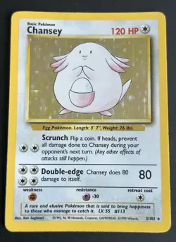 Pokemon TCG Chansey 3/102 Base Set Holo MP - Image 1