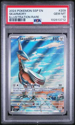 Skarmory Illustration Rare Pokemon Ssp En-Surging Sparks 209/191 PSA 10 - Image 1