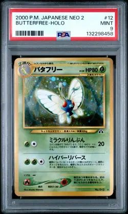 Butterfree Holo Pokemon Japanese Neo 2 12 NM PSA 9 - Image 1