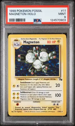 Magneton Holo Pokemon Fossil 11 NM PSA 9 - Image 1