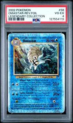 Omastar Reverse Holo Pokemon Legendary Collection 58 NM PSA 4 - Image 1