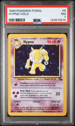 Hypno Holo Pokemon Fossil 8 NM PSA 7 - Image 1