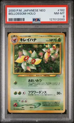 Bellossom Holo Pokemon Japanese Neo 182 NM PSA 8 - Image 1