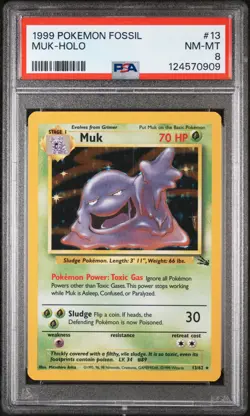 Muk Holo Pokemon Fossil 13 NM PSA 8 - Image 1