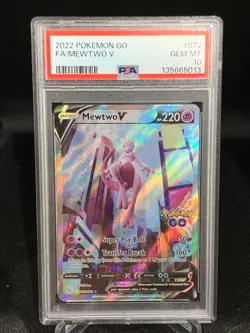 2022 Pokemon SWSH Pokemon GO Mewtwo V #072/078 PSA 10 - Image 1