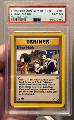 Erika's Maids 109/132 - 1st Edition PSA 10 Gym Heroes 2000 Pokemon RARE! Pop 36! - Image 1