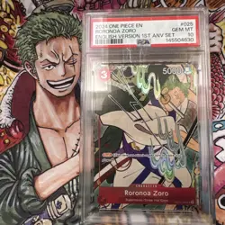 2024 ONE PIECE ENGLISH VERSION 1ST ANNIVERSARY SET #025 RORONOA ZORO PSA 10 - Image 2
