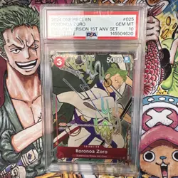 2024 ONE PIECE ENGLISH VERSION 1ST ANNIVERSARY SET #025 RORONOA ZORO PSA 10 - Image 4