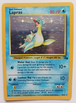 Lapras Pokemon Card Holo WOTC 10/62 Fossil Set Rare Vintage 1999 Original MP - Image 1