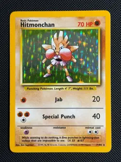 1# Pokemon Cards Hitmonchan 7/102 Base Set Rare - Image 1