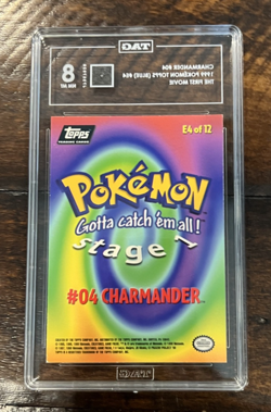 Charmander #4 - 1999 Pokemon Topps (BLUE) #E4 First Series/Movie - TAG 8 - Image 2