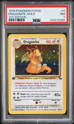 Dragonite 4/62 - Fossil Set - 1ST EDITION - HOLO - RARE - PSA 7 - NM - Image 1