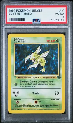 1999 POKEMON JUNGLE #10 SCYTHER-HOLO PSA 4 - Image 1