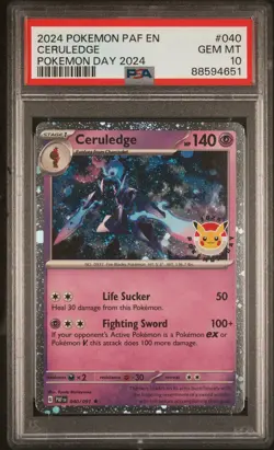 2024 POKEMON PAF EN-PALDEAN FATES POKEMON DAY 2024 #040 CERULEDGE PSA 10 - Image 1