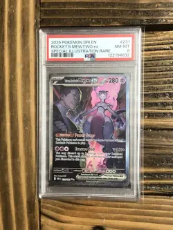 Pokemon Destined Rivals Team Rockets Mewtwo SIR English #231 PSA 8 NM-MT - Image 1