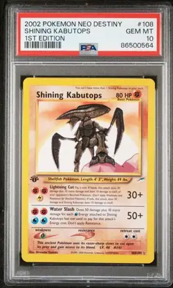 Pokemon Shining Kabutops Neo Destiny 1a Edizione Holo Secret Raro #108 PSA 10 - Image 1