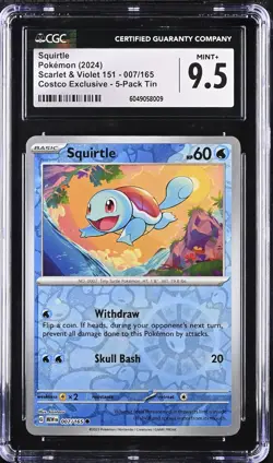 CGC 9.5 - SQUIRTLE - 007/165 - POKEMON 151 COSTCO COSMO HOLO ENGLISH - C3 - Image 1