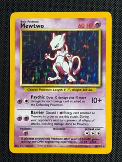 1# Pokemon Cards Mewtwo 10/102 Base Set Rare - Image 1