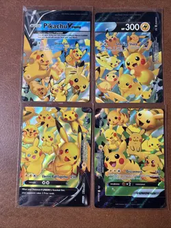 Pikachu v Union Holo Complete Set of 4 Cards NM Condition - Image 1
