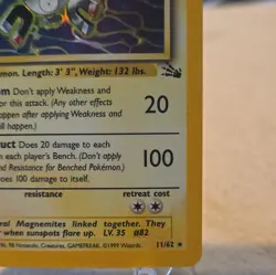 Magneton 11/62 Fossil Set Holo Rare Vintage Pokemon TCG 1999 (LP) - Image 4