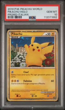 2010 POKEMON WORLD COLL ITALIAN-DO NOT USE PIKACHU-HOLO PSA 10 - Image 1