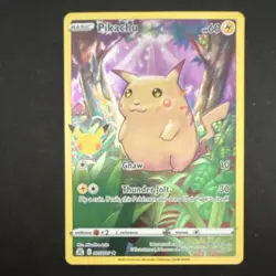Pokemon Pikachu Full Art Celebrations 025/025 Basic 60 HP Gnaw Thunder Jolt TCG - Image 1