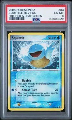 2004 POKEMON EX FIRE RED & LEAF GREEN #83 SQUIRTLE-REV.FOIL PSA 6 - Image 1
