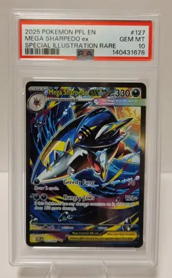 PSA 10 MEGA SHARPEDO EX #127 SPECIAL ILLUSTRATION RARE 2025 POKEMON PHANTASMAL - Image 1