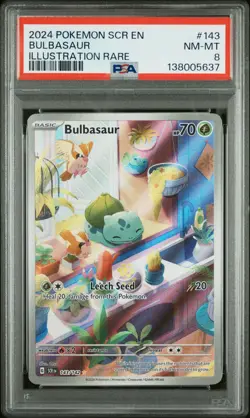 2024 POKEMON SCR EN-STELLAR CROWN ILLUSTRATION RARE #143 BULBASAUR PSA 8 - Image 1