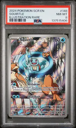 2024 POKEMON SCR EN-STELLAR CROWN ILLUSTRATION RARE #148 SQUIRTLE PSA 8 - Image 1