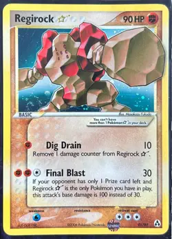 Gold Star Regirock - 91/92 EX Legend Maker - Pokemon Card - Image 1