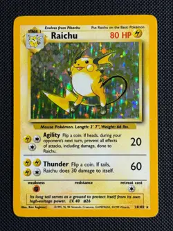 1# Pokemon Cards Raichu 14/102 Base Set Rare - Image 1
