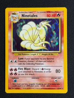 1# Pokemon Cards Ninetales 12/102 Base Set Rare - Image 1