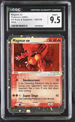 CGC 9.5 MINT+ Magmar ex 2003 EX Ruby & Sapphire 100/109 Holo Pokemon Card - Image 1