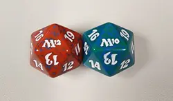 MTG TCG Spindown Life Counter M10/M12 Magic 2010/2012 Core Set Red/Green D20 - Image 1
